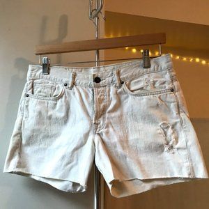 All Saints White Denim Cut-Off Shorts